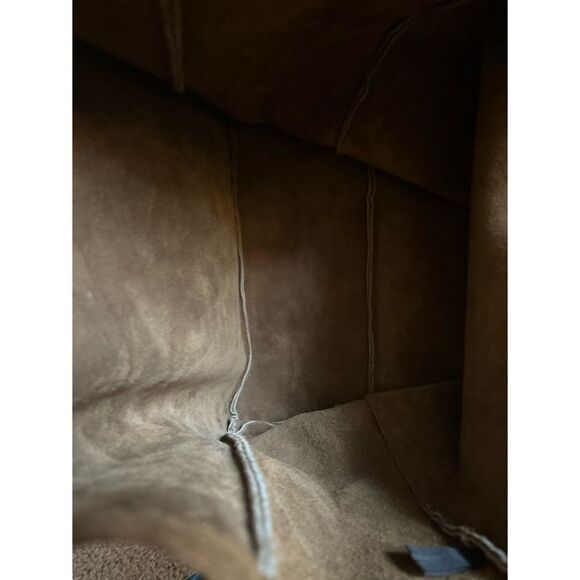 Rare 1980's "BROOKSTONE"
SUEDE LEATHER TOTE in Cognac - Picture 7 of 13